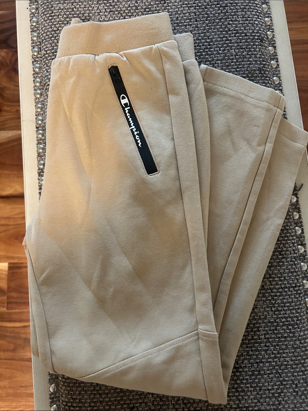 Champion Tan Fleece Joggers with Branded Zip Pocket